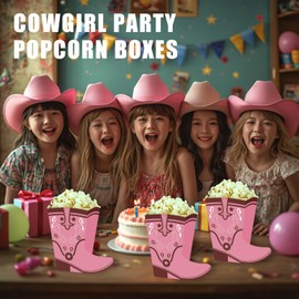 Western Party Supplies 24 Pcs Western Popcorn Boxes, Cowboy Boots Popcorn Buckets for Birthday, Cowgirl Boot Western Party Favors & Decorations Set (Cowgirl Boot, Pieces, 24)