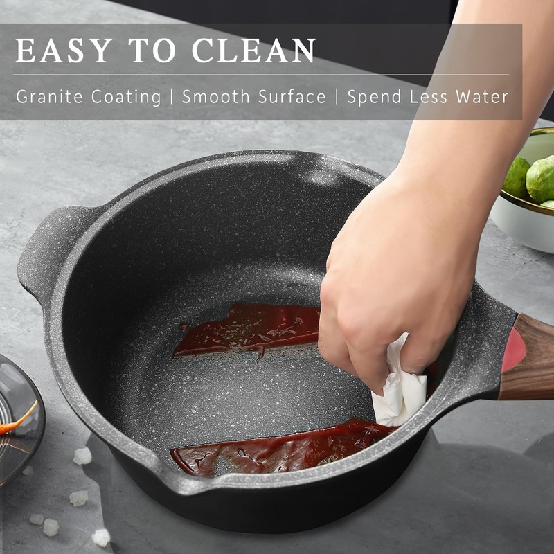 VINCHEF Sauce Pan Set with Lid 10PCS, 2QT+3QT+4QT Non Stick
