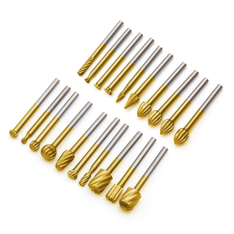 20pcs Rotary Bits Burr Set with 1/8 inch Shank for
