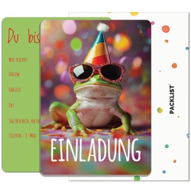 PACKLIST® Birthday Invitation Cards - 12 x Invitation Cards Frog for Your Celebration - Funny Invitation Cards Children's Birthday, Theme Parties and Special Occasions Unforgettable