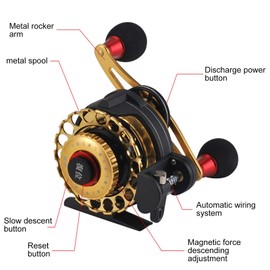 Fishing Raft Wheel, Automatic Wiring Trolling Fishing Reel Raft Fishing Reel for Fishing (Left hand wheel)