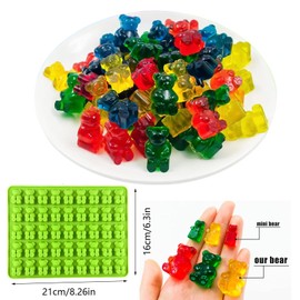 Gummy Candy Molds - 4Pcs Silicone Gummy Bear Molds for Kids With 2pcs Dropper,Non-stick and Bpa Free for Mini Candy Chocolate Gummies Baking