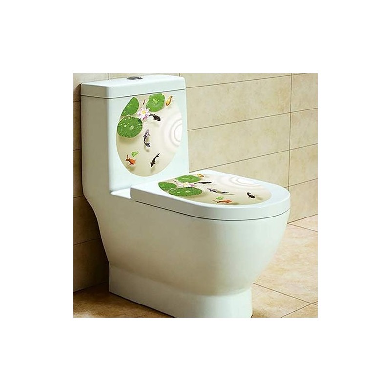 Shell Decoration Removable Toilet Seat Sticker Ocean Forest Sky Fish