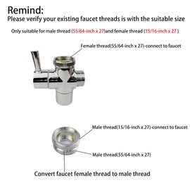 Brass Faucet Diverter Valve with Quick Connection, Adapter From Sink To Garden/Shower Hose, Washing Machine/Dishwasher, for Bathroom/Kitchen Sink (chrome)