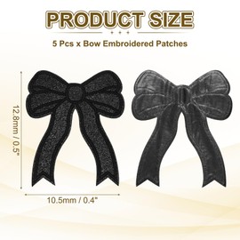 YELARXI Bow Iron on Patches, Sequin Bow Embroidered Patches Cute Fabric DIY Decorative Applique -Fitting for (Clothes - Hats - Jeans - Backpacks - Sewing) 5 Pack & Black