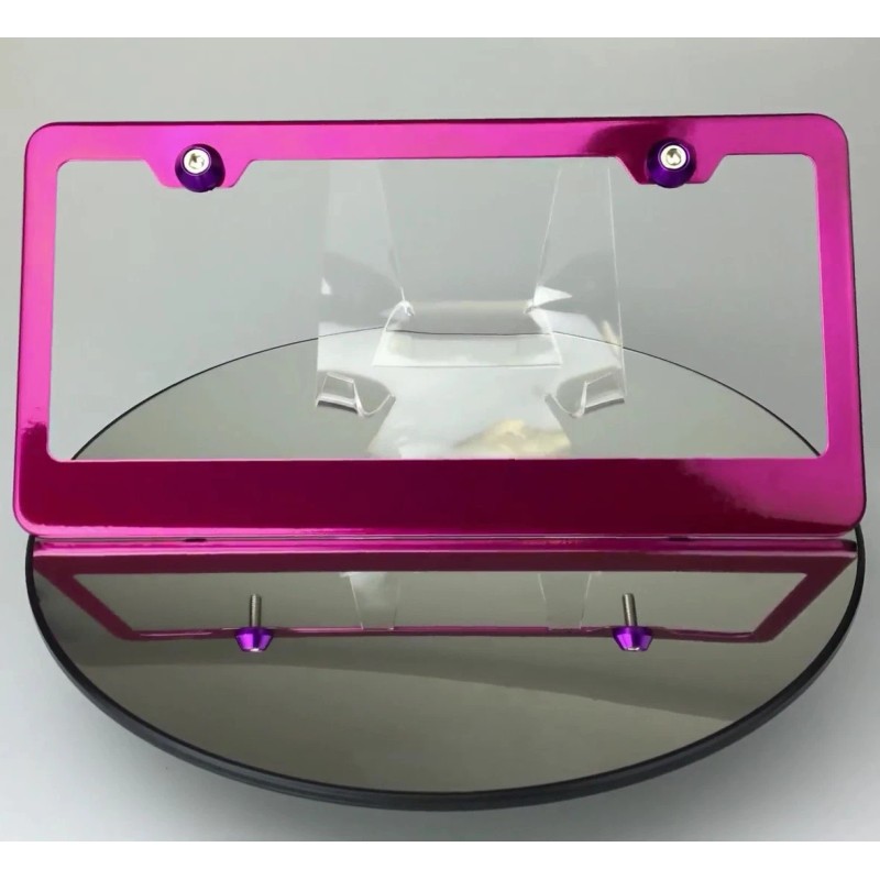 MotorVehicleParts Hot Pink Stainless Steel License Plate Frame w/ Aluminum