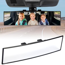 JOYTUTUS Rear View Mirror, 1250 curvature Flat Enlarged Universal Panoramic Rearview Mirror, Clip-on Wide Angle Rear View, Effectively Reduce Blind Spot for Car SUV Truck