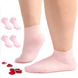 2 pares de calcetines de silicona para hombres y mujeres XL gruesos, calcetines de silicona hidratantes para pies secos y agrietados, antideslizantes,