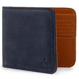 Snakehive Men's Wallet - Bilfold Genuine Nubuck Leather Card Holder Wallet for Men, Slim and Minimalist, blue, Vintage