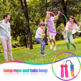 Uoimky Children's Hula Hoop with Skipping Rope, Children's Hoola Hoop, 8 Piece Sections, Removable and Adjustable Hula Hoop for Boys and Girls, Fitness for Children from 4 Years