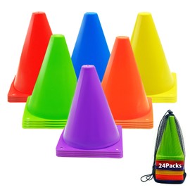 24Pcs Soccer Cones, 7" Soccer Cones for Training, Multicolor Cones Sports Soccer Training Cones, Field Cones for Skating Basketball Football Drills Practice(7",24Pcs)