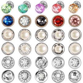 30 Pcs Women Shirt Brooch Buttons Cover Up Brooch Pins Safety Invisible Buttons Prevent Accidental Exposure of Buttons for Women Girls Clothes Cardigan Dress (Retro Style)