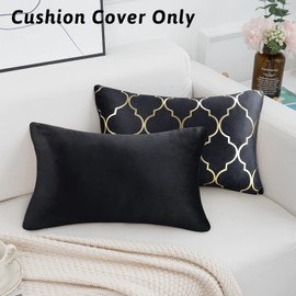 Cheekywares Decorative Cushion Covers Cozy Black Luxury Bronzing Pillowcases Modern Quatrefoil Accent Throw Pillow Case for Bench Sofa Office Home 30x50cm,Set of 2
