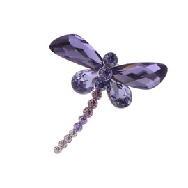 Alilang Silvery Tone Shine Amethyst Purple Crystal Rhinestones Dragonfly Insect Brooch Pin