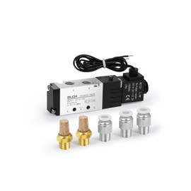 BLCH PNEUMATIC Solenoid Valve 4V110-06 DC12V Single Coil Pilot-Operated Electric 2 Position 5 Way Connection Type Outlet wire(4V110 DC12V 1/8"NPT)
