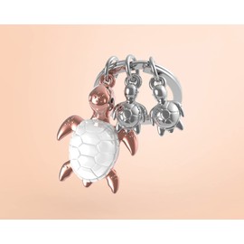 Metalmorphose MTM195-01 Key Ring Turtle with 2 Babies Silver and Gold Small Unique, Silver and gold., Unique