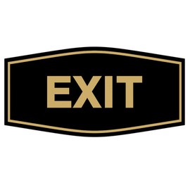 Fancy EXIT Sign (Black/Gold) - Small 1 Pack