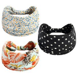 scicent Hair Bands, Pack of 3, Boho Headband, Women's Sports Hair Bands, Elastic Wide Headband, Yoga Workout Headbands for Women, 13717