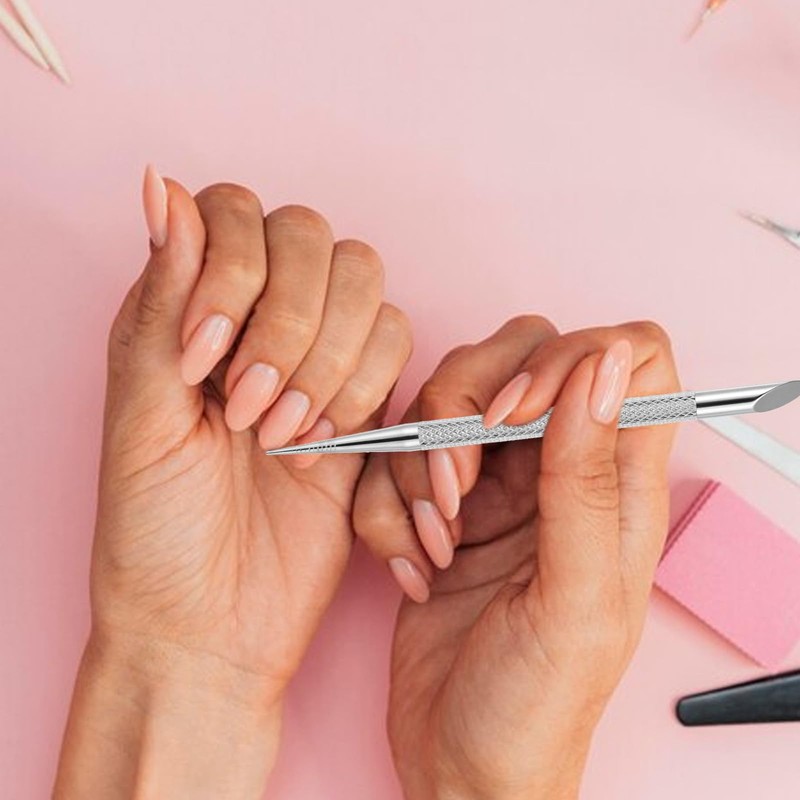 2 Pcs Nail Cleaning Cuticle Stick, Stainless Steel Cuticle Pusher
