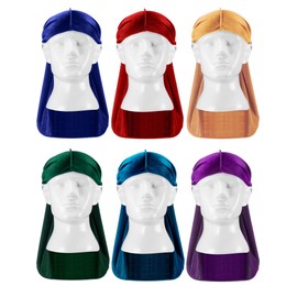 Tatuo 6 Pcs Velvet Durags for Men with Long Tail Stretchable Luxury Suede Durags(Green, Purple, Red, Gold, Blue, Navy Blue)