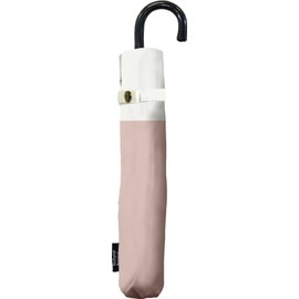 Nakatani Natural Basic Folding Umbrella, UV Bi-Color, Pink Beige, Hand Opened, Rib Size: 21.7 inches (55 cm), Black Coating, Windproof