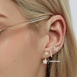 3pcs Earring Stack Sets, Plated Gold Cartilage Earrings Butterfly Earrings Small Stacked Earrings Earring Sets for Multiple Piercing Fashionable Stud Earrings for Women