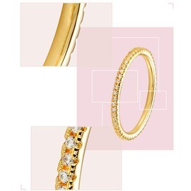 AINUOSHI 18KYellow Gold Plated Sterling Silver Cubic Zirconia Simulated Diamond Anniversary Stackable Ring Eternity Band for Women T 1/2