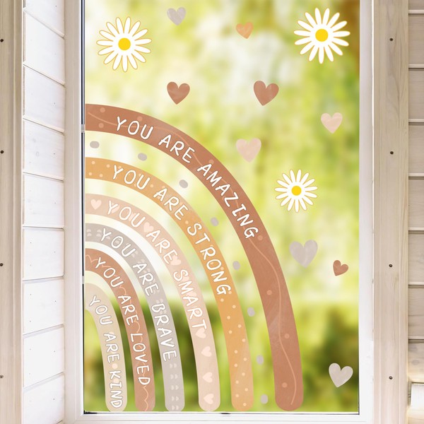 Watercolor Rainbow Window Decals Kids Inspirational Window Decal Double Sided