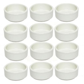 TrueCraftware- 2 oz. Smooth Ramekin Bone Color Melamine Set of 12- Plastic Ramekin Dipping Sauce Cup Portion Dipping Sauce Cups Individual Condiment Cups For Catering Kitchen Restaurant