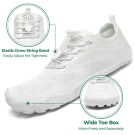 SAGUARO Men's Women's Barefoot Shoes - Breathable Non-Slip Barefoot Shoes - with Wide Toe Box and Zero-Drop Sole, Size EU 35-48, White
