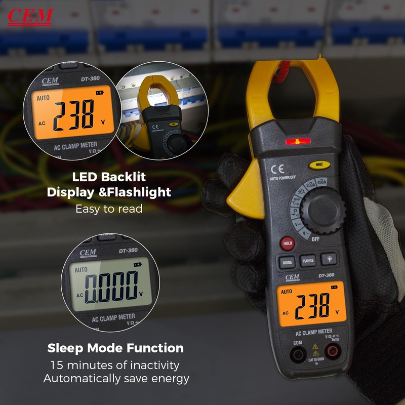 CEM Digital Clamp Meter with O-Shaped Jaw, Auto-ranging Voltage Tester