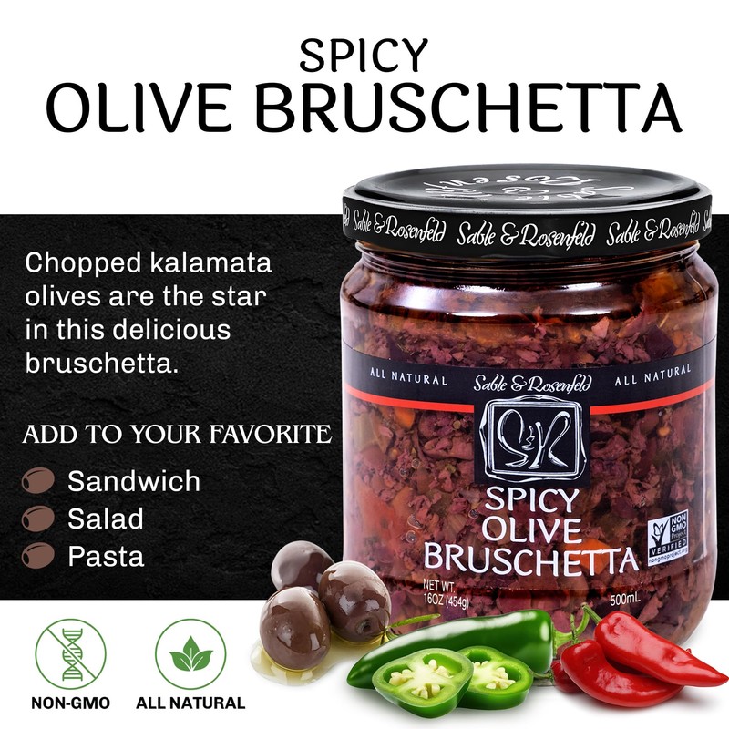 Spicy Olive Bruschetta - Kalamata Sandwich Spread with Peppers and
