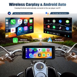 CAMECHO Motorcycle Carplay and Android Car, IP67 Waterproof Portable Car Radio, 6.86 Inch IPS Touch Screen, Navigation/Siri Bluetooth/EQ/Pressure Detection for Motorcycles