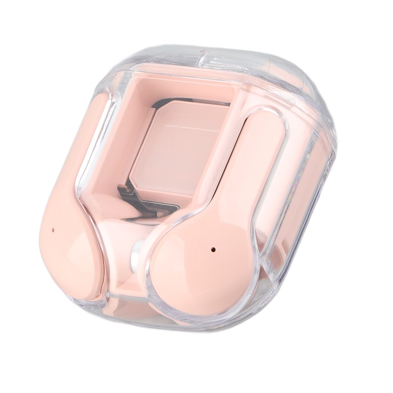 Wireless Bluetooth Earphones Noise Reduction Headphone Digital Display Rechargeable Pink