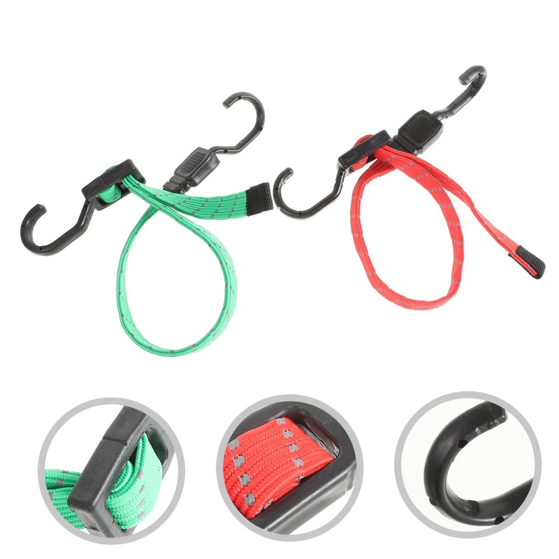 CHILDWEET 2 Pcs Flat Bungee Cords with Hooks High Elasticity