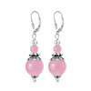 Retro Natural Pink Agate Stone Bead Drop Earrings,Antique Dainty Two-Stone