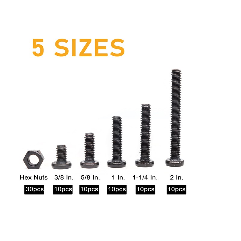 binifiMux 80pcs 1/4"-20 Black Hex Socket Cap Screws and 1/4"-20