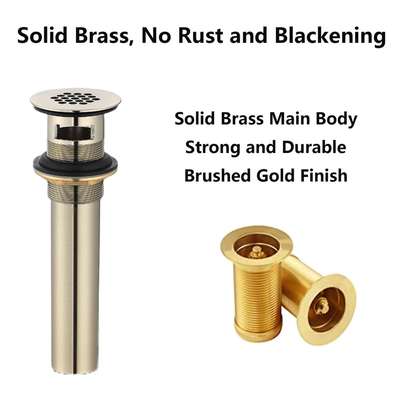 Delle Rosa Brushed Gold Bathroom Sink Drain Strainer,Grid Drain Strainer