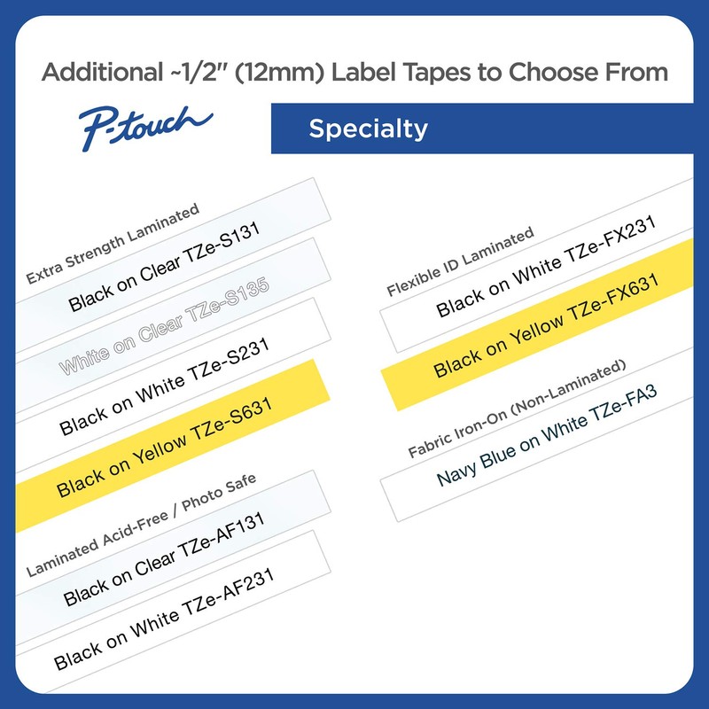 Brother Genuine P-Touch TZE-FX231 Tape, 1/2" (0.47") Wide Flexible-ID Laminated