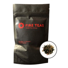 FIRE TEAS Sweet Hot Energy Saffron Tea - Green Tea, Cardamom, Cinnamon, Ginger, Saffron - Sweet Caffeinated All Natural Tea, Coffee Substitute, Loose Leaf Extract, Milk Tea - Made in USA