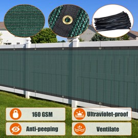 AYOHA 4' x 50' Privacy Fence Screen Fabric Mesh Shade Net Cover, Heavy Duty 160 GSM Privacy Barrier for Chain Link Fence, 90% Privacy Blockage, Excellent Airflow, Cable Zip Ties Included, Green