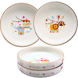 irodori Children's Tableware and Miscellaneous Goods Shop Set of 2 Patterns, Animal Circus, Easy to Scoop, Diameter 6.3 inches (16 cm), Approx. 15.3 fl oz (450 ml), Lion & Elephant, Dietary Tableware, Kids, Baby Shower, Animals, Nursing, Infant Rehabilit