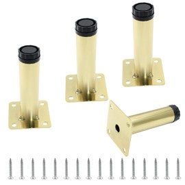 Rierdge 4 Pcs 6”/ 150mm Metal Furniture Legs Gold Adjustable Furniture Support Feet for Table Desk Chair Sofa Shelves