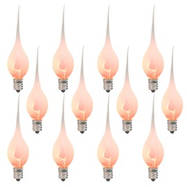 Konictom Flicker Flame Candle Light Bulbs,Silicone Replacement Bulbs for Country Style Electric Window Candle Lamps Chandeliers,120/1 W C7/E12 Candelabra Base 12 Pack