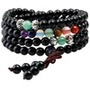 Shanxing 6mm Black Agate & Chakra Crystal 108 Prayer Beads