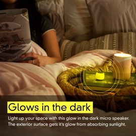 Fashionit U Micro Speaker | Glow in Dark | Stylish Small Portable Wireless Bluetooth 5.0 | Built-in Mic & Remote Shutter | Perfect Speaker for Parties, Travel! Mini Device, Rich Sound | Glow Yellow