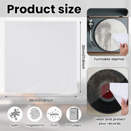 Honeydak 8 Pack Microfiber Record Cleaning Cloth, 12" x 12" Reuseable Anti Static Towels for Glasses, TV Screen, Laptop, Musical Instrument, Ultra Absorbent, Lint Free, Streak Free(White)
