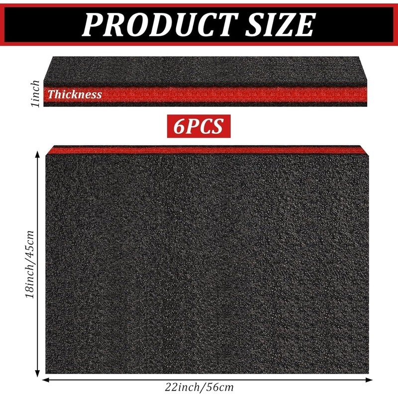 6 Pack Tool Box Foam Inserts for Cases, 22 x