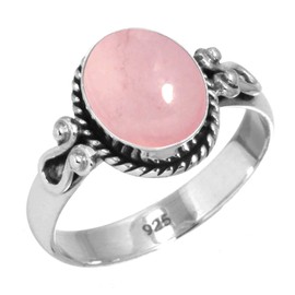 Jeweloporium Pink Synthetic Rose Quartz 925 Silver Ring for Women Stone Cocktail Silver Ring Size K Christmas - Gift Victorian Jewelry