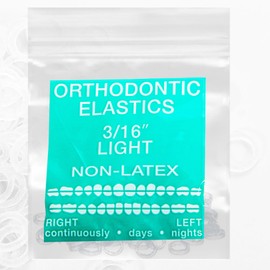Clear Non-Latex 100 counts, Intraoral Elastic Bands Orthodontic Elastics Dental Rubber Bands Made in US Light 3/16'', Clear